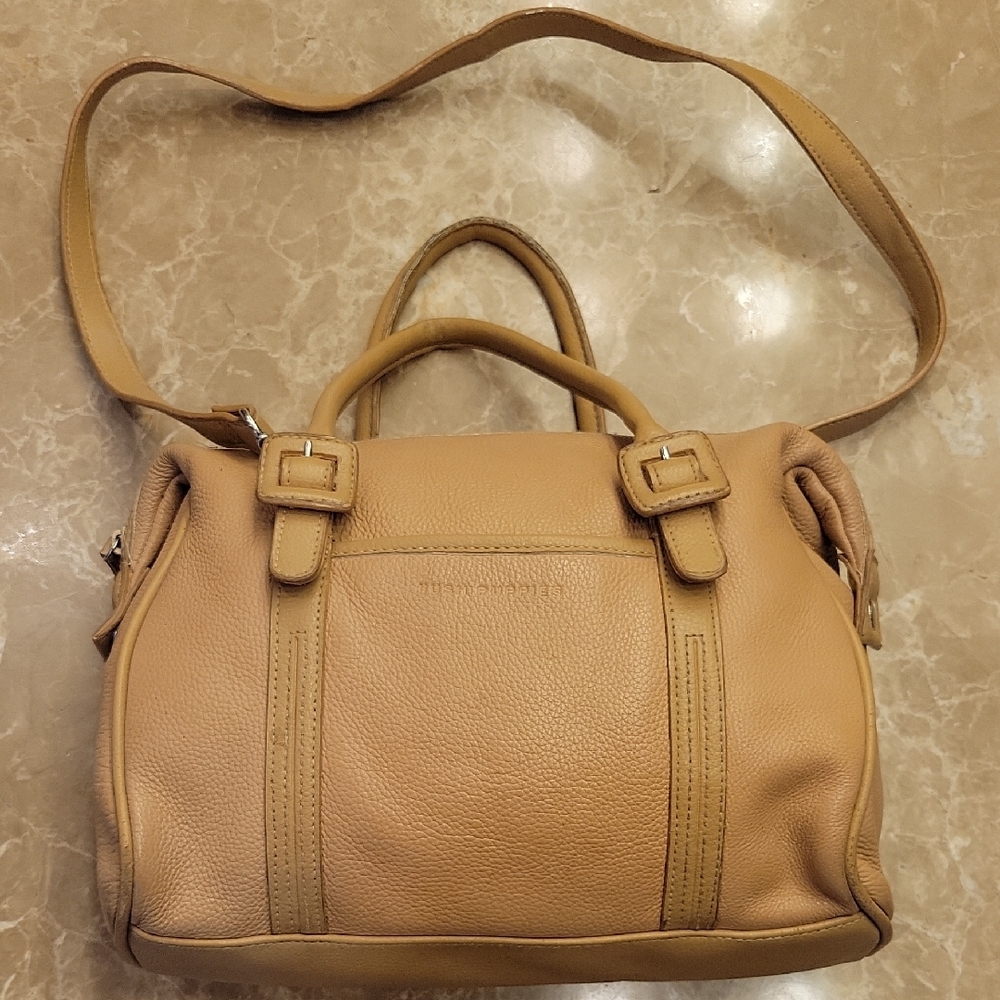Hush Puppies Genuine Soft Leather Small Tan Satchel w/ Removable Crossbod Strap